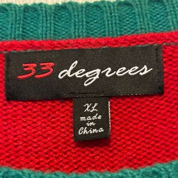 32 Degrees Red and Green Christmas Cat Sweater Size XL - Picture 5 of 5